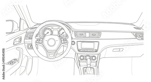 Car Steering Wheel and Dashboard.
