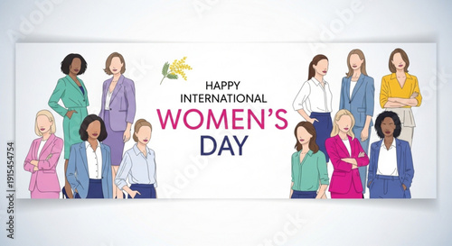 Diverse group of confident businesswomen celebrating International Women's Day together