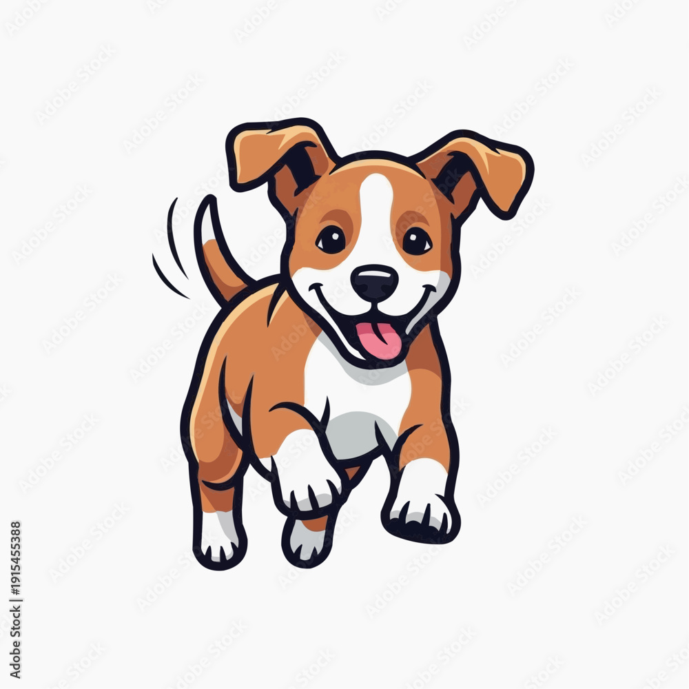 Fototapeta premium A playful cartoon dog running with a happy expression on its face