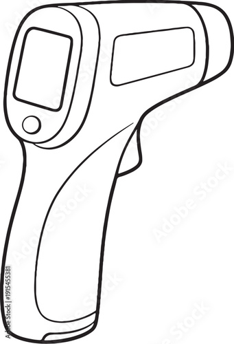 Infrared Baby Thermometer Forehead Black White Line Art EPS SVG
