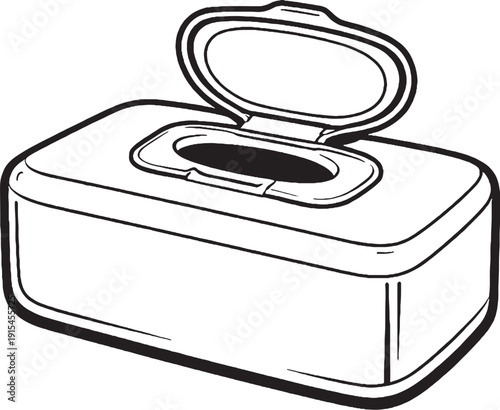 Baby Wet Wipes Dispenser Flip Top Line Art Illustration