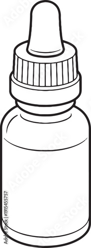 Baby Saline Solution Bottle Dropper Black White Line Art EPS SVG
