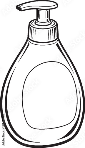 Baby Shampoo Pump Bottle Tear Drop Line Art Illustration