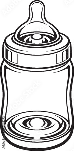 Baby Feeding Bottle Wide Neck Anti Colic Line Art Illustration