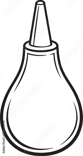 Baby Nasal Aspirator Bulb Syringe Line Art Illustration