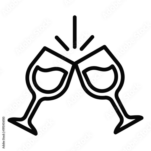 Two wine glasses clinking together in celebration