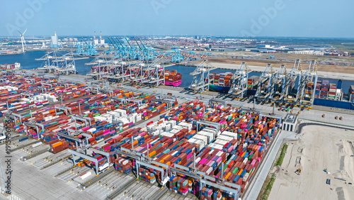 Aerial from industry in the harbor from Rotterdam in the Netherlands