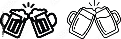 Clinking beer mugs cheers illustration