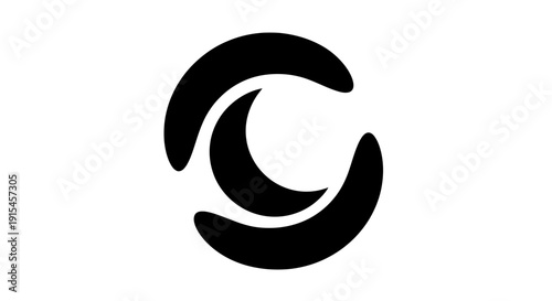 Abstract Black Crescent Moon Symbol Design.