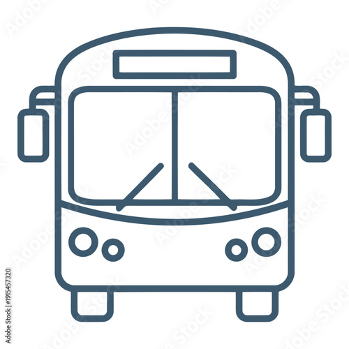 Vector illustration of a bus front view with blue windshield wipers