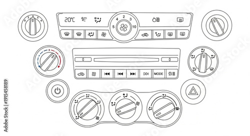 Car Stereo System Components Illustration.