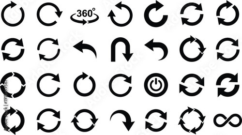 Refresh Reload Rotate Arrow Icons Set for Interface Actions