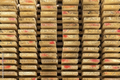Sawn timber, stacked wooden boards, Oberstdorf, Allgäu, Bavaria, Germany