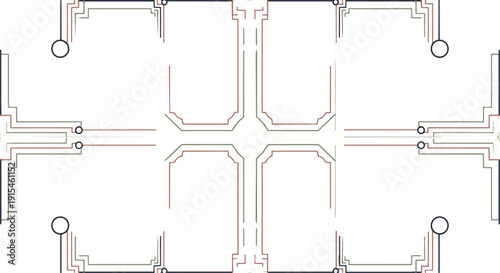Abstract geometric diagram with lines and circles