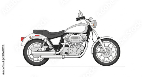Classic Motorcycle Illustration Side View.