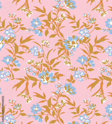 Big flowers pattern, upscale floral pattern. graphical textures floral, trendy colors pattern , flowers background with leaves. vector illustration.