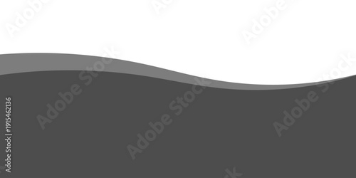 Minimalist black and gray wave vector design with smooth flowing curves at the bottom, transitioning into a clean white background. Ideal for banners, footers, or modern layouts.