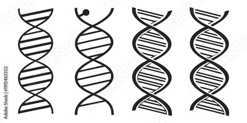 Illustration of various dna structures with different configurations and mutations Vector
