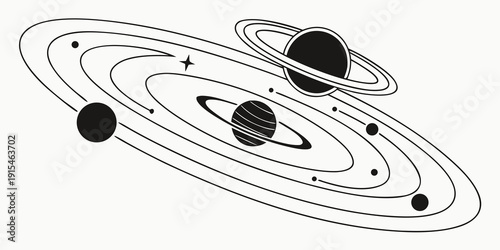 A detailed illustration of the solar system with planets orbiting the sun Vector