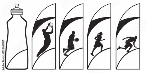 Illustration of a person using a spray bottle and experiencing various reactions. Vector