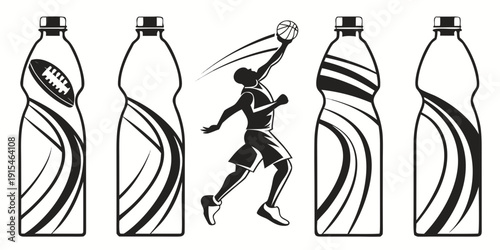 A man jumping between two bottles in a sequence of motion Vector