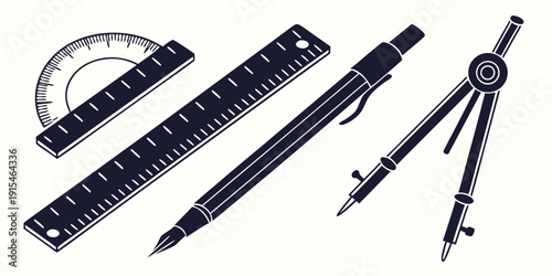 A collection of precise tools for measurement and drawing Vector