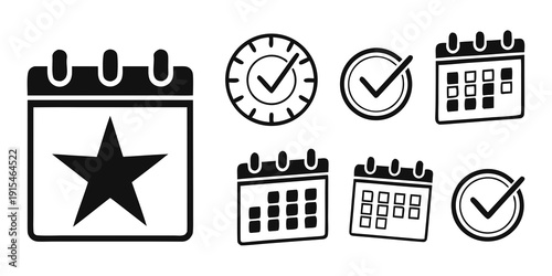 Various icons representing time management and scheduling tasks Vector