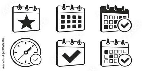Icons representing various scheduling and task management activities. Vector