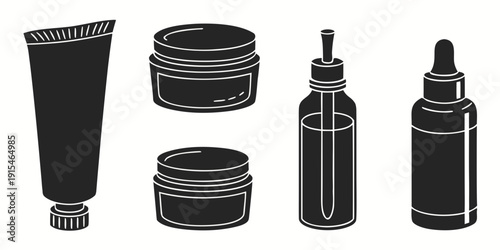 An assortment of various hair care products including gels, creams, and sprays Vector