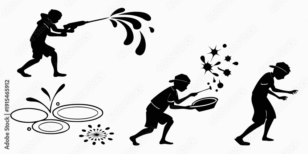 Obraz premium People throwing objects in various directions and postures Vector