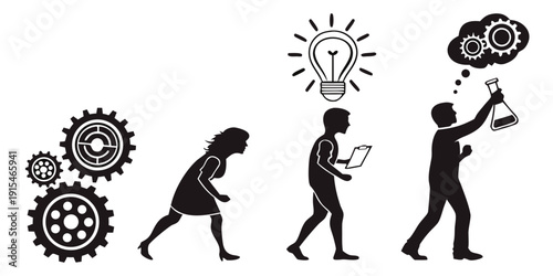 Evolution of human thought and innovation through technological advancements Vector