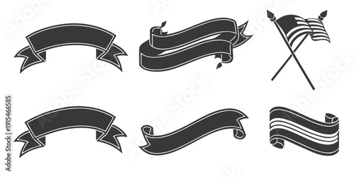 Assorted vintage and military style ribbon and banner illustrations Vector