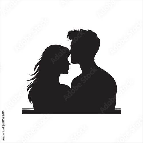 sunset couple vector silhouette line art logo concept illustration