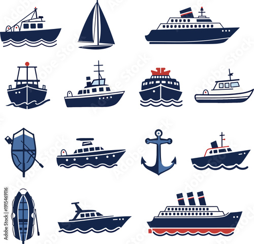 Nautical Vector Graphics Collection of Boats and Ships