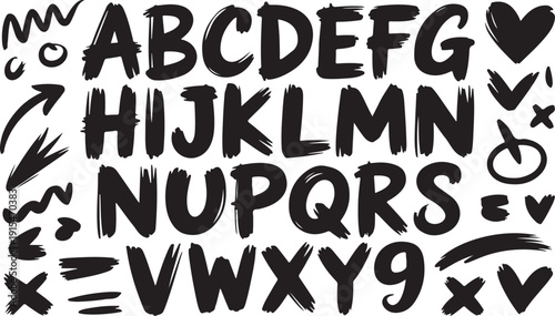 Scribble doodle paint underline set, vector children marker scratch, pen squiggle kit, black stoke. Kids hand drawn pencil abstract sketch, handwriting font alphabet, texture divider. Scribble doodle