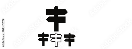 Multiple direction signpost icons offer choices and path guidance.