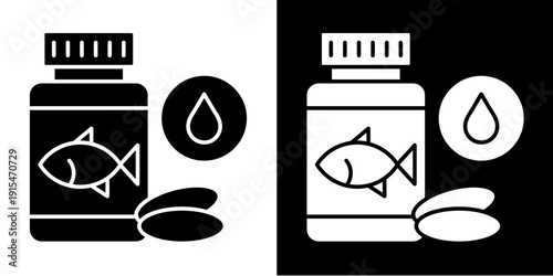 Fish Oil Icon Set White Glyph Style Collection