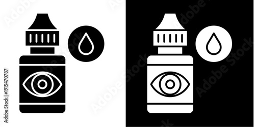 Eye Drops Icon Set White Glyph Style Collection