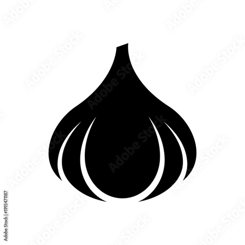 Silhouette Garlic Icon Isolated on Transparent Background. Fresh Vegetable and Culinary Ingredient. Vector Illustration