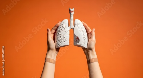 Paintbrushes with white paint against orange background artistic tools for creative projects and design