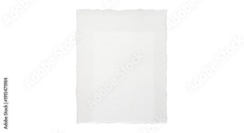 Billede på lærred White piece of paper with rough edges isolated on transparent background