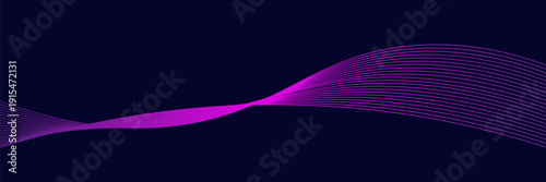 Dark abstract background with glowing wave. Shiny moving lines design element