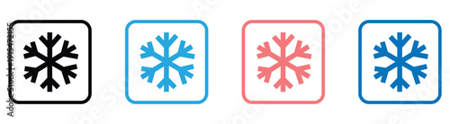 Colorful snowflake icons in modern square frames for winter designs