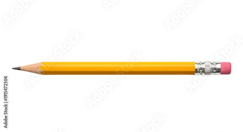 Photos Yellow pencil with pink eraser isolated on transparent background