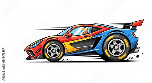 Colorful Sports Car Racing Illustration.