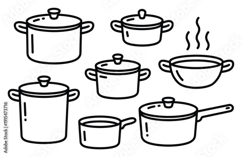 Kitchen Cookware Pots and Pans Vector Illustration