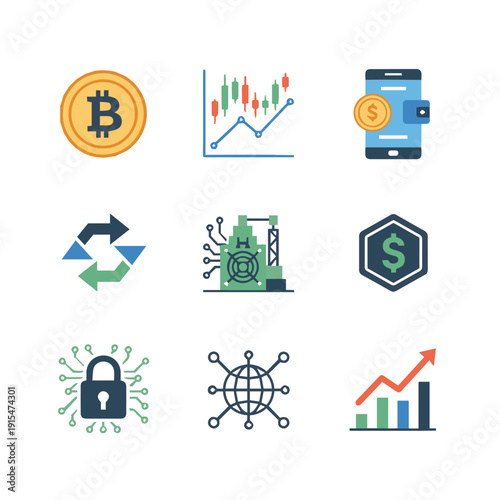 Cryptocurrency Trading Dashboard Icons