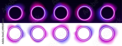 Glowing holographic gradient circle with smooth mesh blending and radiant neon aura, modern abstract design element. vector
