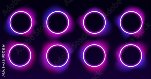Soft neon gradient disk with blended mesh layers and subtle luminous highlights for digital designs. vector