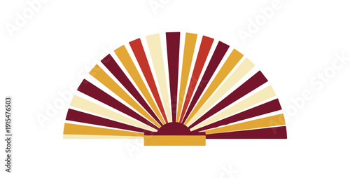 Abstract geometric sunburst design with radiant stripes on dark backdrop